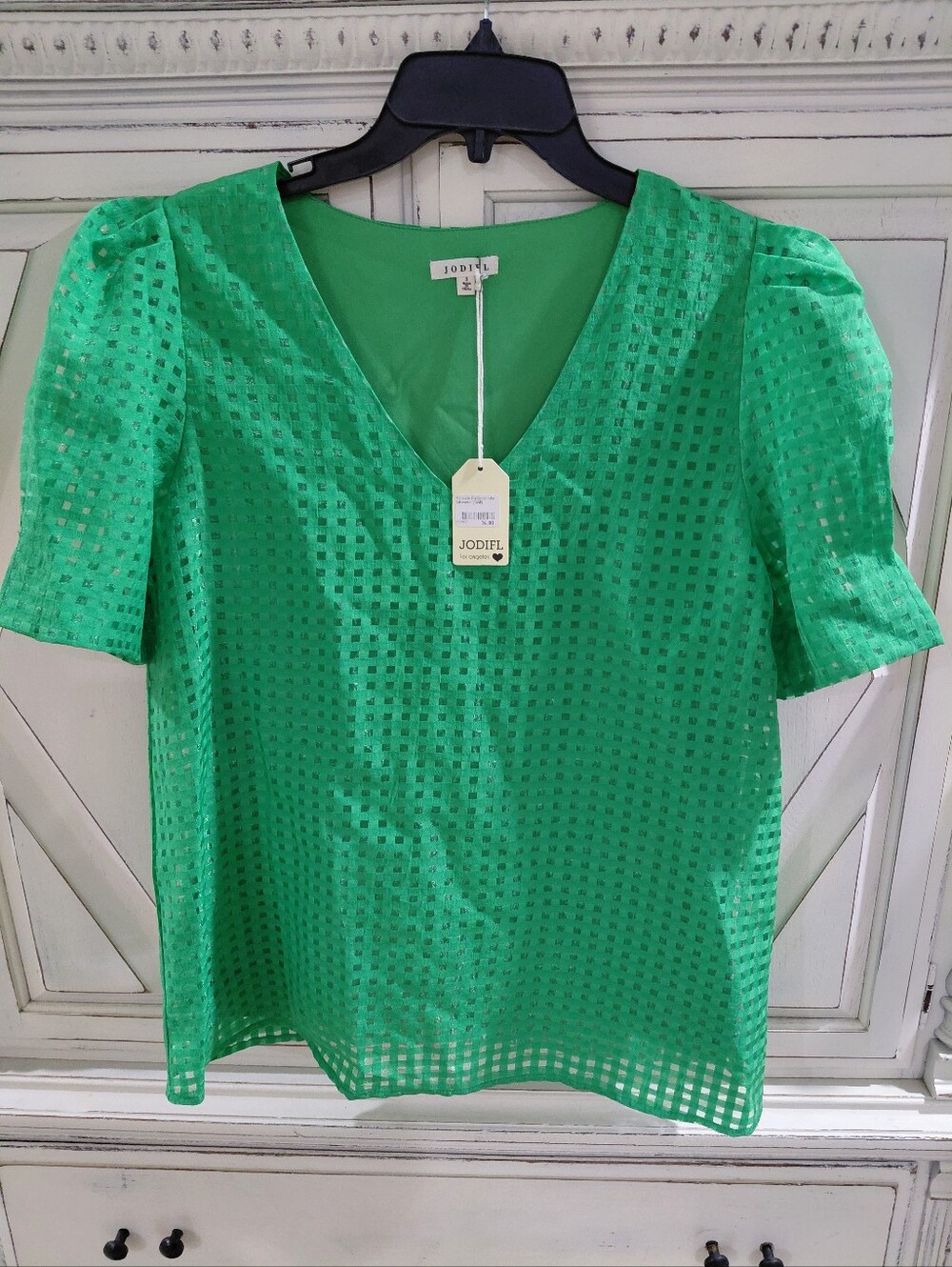 NWT Jodifl Kelly Green Eyelet Top